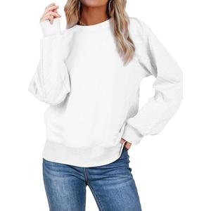 SHEWIN Women's Crewneck Sweatshirts Patchwork Texture Long Sleeve Tops Casual Loose Pullover Sweatshirt Fall Clothes XXL