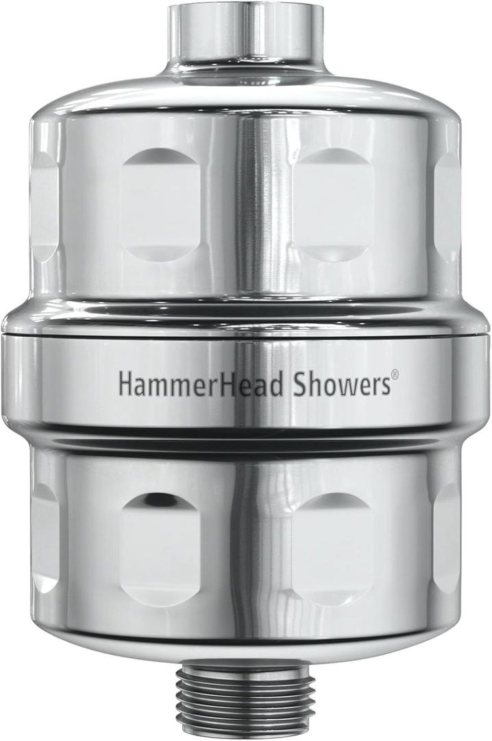 HammerHead Showers Solid Metal Shower Head Filter  KDF 55 Shower Filter, High Pressure Universal Shower Filters to Remove Toxic Chemicals  Removes Chlorine and Heavy Metals  Chrome