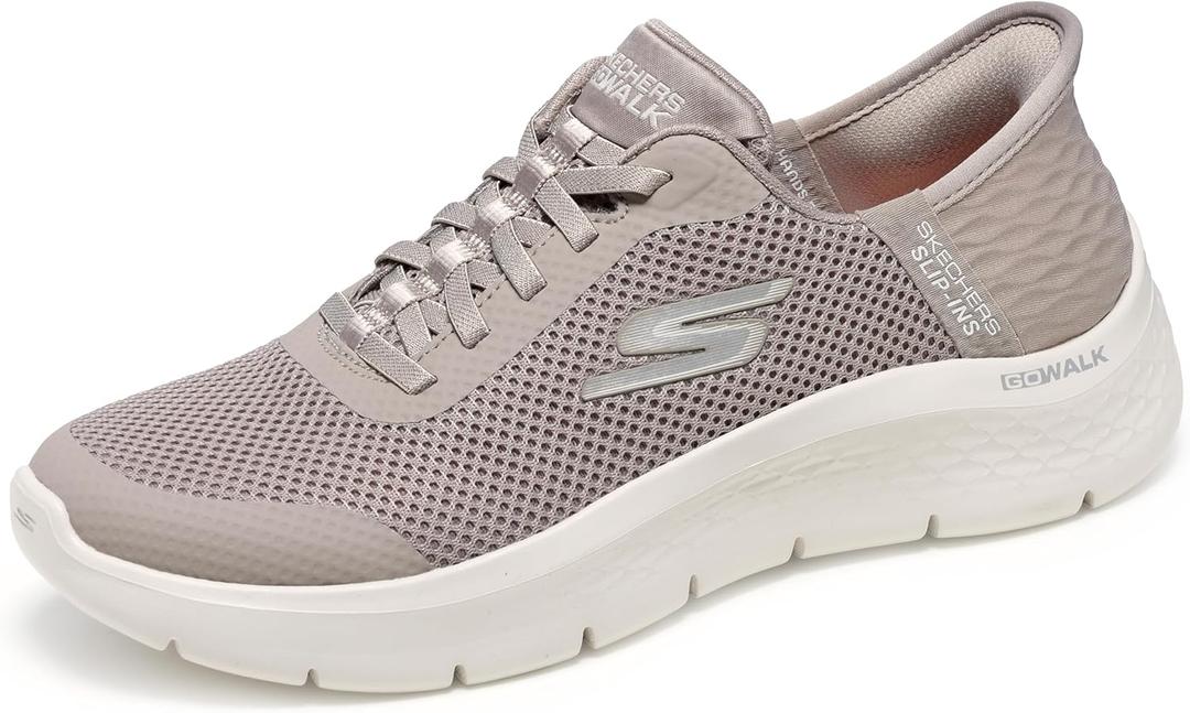 Skechers Women's Go Walk Flex Hands Free Slip-Ins - Grand Entry Sneaker, Taupe, 8 Wide US