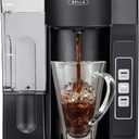 Bella Single Serve Coffee Maker, Dual Brew, K-cup Compatible - Ground Coffee Brewer with Removable Water Tank & Adjustable Drip Tray, Perfect for Travel Mug, 1200 watts, Black