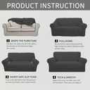 Easy-Going Stretch Oversized Sofa Slipcover 1-Piece Sofa Cover Furniture Protector Couch Soft with Elastic Bottom for Kids, Polyester Spandex Jacquard Fabric Small Checks Dark Gray
