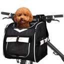 VENFOREST Foldable Dog Bike Basket Carrier Backpack - Large Waterproof Pet Bicycle Basket, Small Dog Cat Kitten Puppy Booster Car Seat With Safety Strap (Black)
