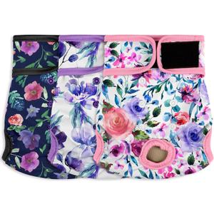 Female Dog Diapers - Reusable Diapers for Doggie in Heat - Highly Absorbent for Pet Incontinence with Snaps (Pack of 3) Rose, XXL