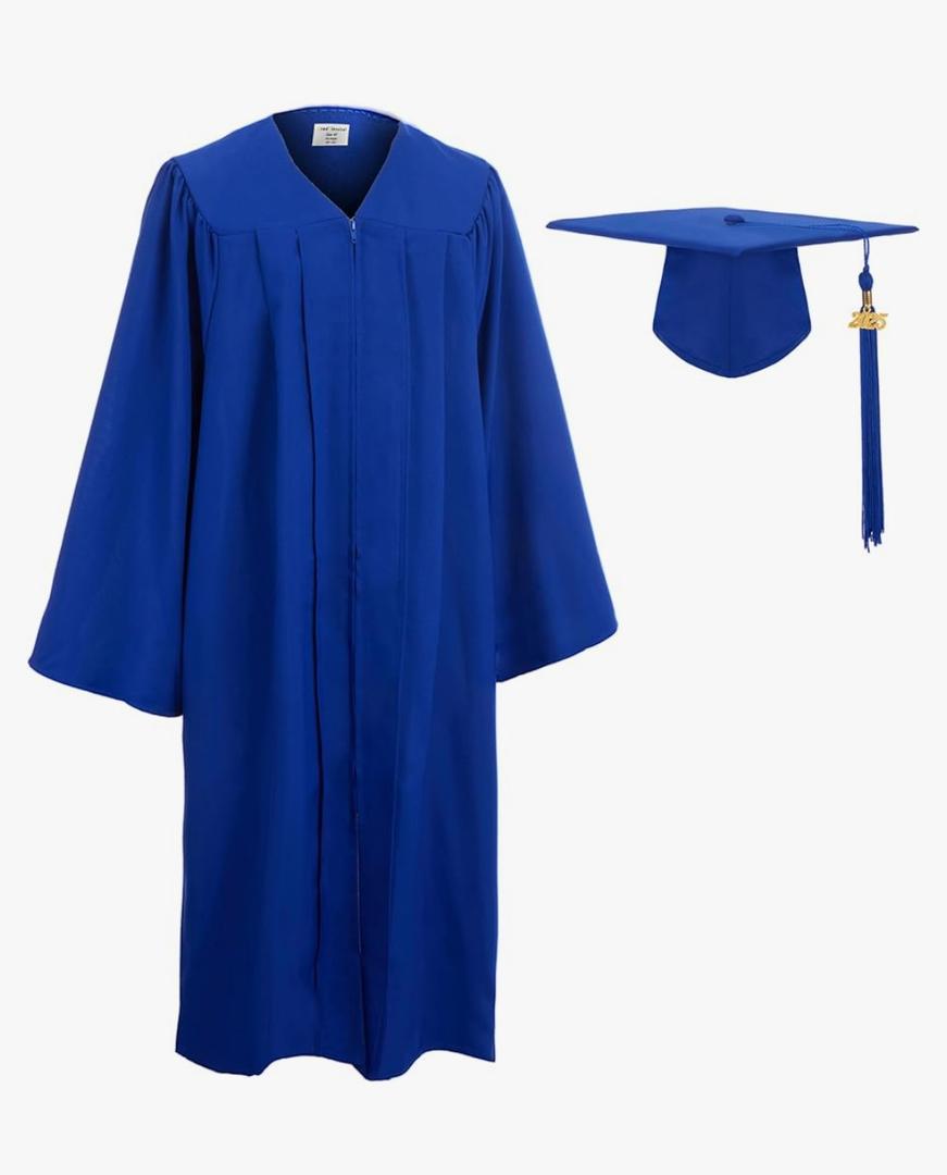 Newrara Graduation Gown Cap Tassel Set (Large 51(5'6"-5'8"), Blue)