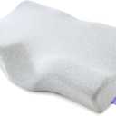 C CUSHION LAB Extra Dense Ergonomic Cervical Pillow for Firm Neck Support - Orthopedic Contour Pillow for Back/Side Sleeper Neck Relief, CertiPURUS Memory Foam Pillow with Organic Cotton Cover