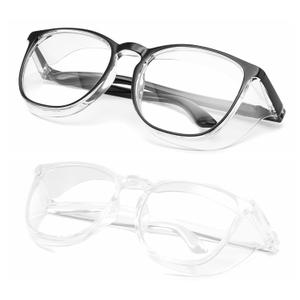 Alsenor Safety Glasses Anti Fog Goggles Protective Eyewear Blue Light Blocking Anti Dust UV Protection Glasses For Men Women (2 Pack (Black + Transparent))