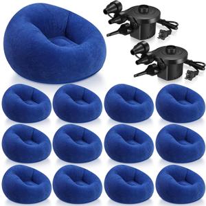 Realspring 6 9 12 Pcs Inflatable Bean Bag Chairs for Adults with Electric Air Pump, Blow up Couch Folding Portable Inflatable Couch Lazy Sofa for Outdoor Movie Night Camping(Dark Blue,12 Pcs)