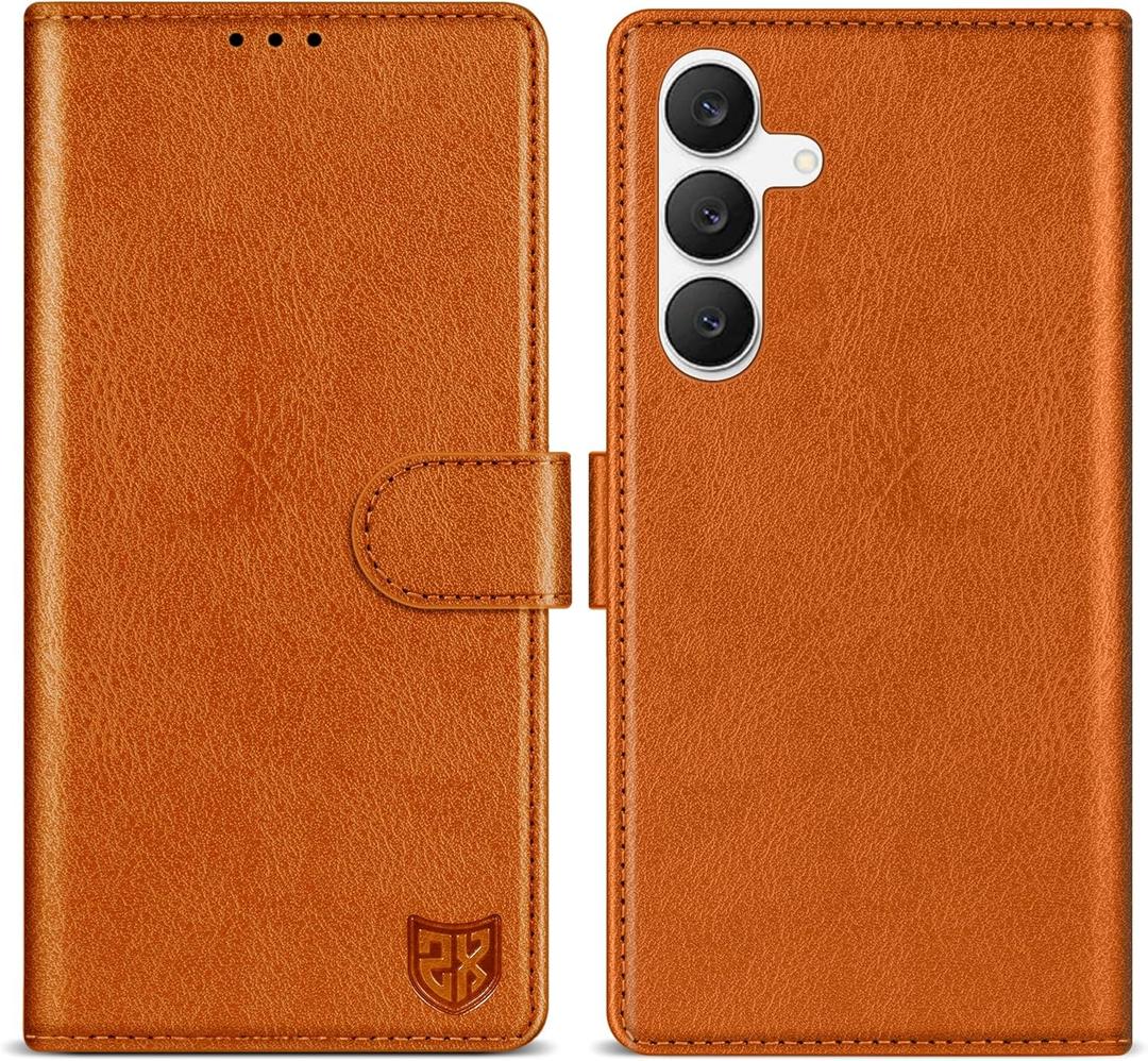 ZZXX for Samsung Galaxy S25 FE Wallet Case with [RFID Blocking] Card Slot Kickstand Magnetic Closure Leather Flip Fold Protective Phone Case for Samsung Galaxy S25 FE 5G Case Wallet(Brown-6.7 inch)