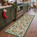 Runner Rug, Floral Rug, Long Rug for Hallway Kitchen,2'x 8',Grass Green