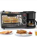 Breakfast Station, Toaster with Frying Pan, Portable Oven Breakfast Maker with Coffee Machine, Non Stick Die Cast Grill/Griddle for Bread Egg Sandwich Bacon Sausages (Black F)