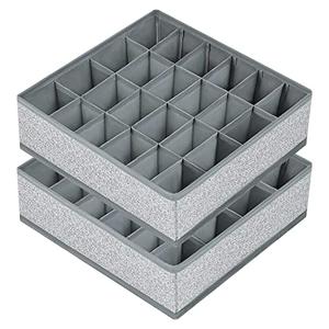 Joyoldelf Sock Drawer Organizer Underwear Organizer, 24 Cell Collapsible Closet Organizer Underwear Storage Boxes for Socks, Ties, Belts (Gray), Pack 4