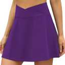 LouKeith Tennis Skirts for Women Pleated Crossover High Waisted Athletic Workout Golf Skorts Skirts with Shorts Pocket (Purple)