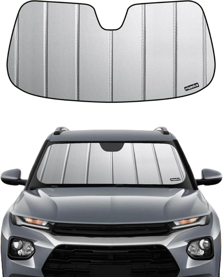 Windshield Sunshade for Chevy Trailblazer 2024-2026, Premium Grey Leather Finish