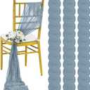 36 Pcs Dusty Blue Cheesecloth Chair Sashes, 16 x 108 inch Gauze Fabric Washable Chair Sashes Bows Designed for Aisle Decorations Universal Chair Cover Decor for Wedding Reception Party Banquet