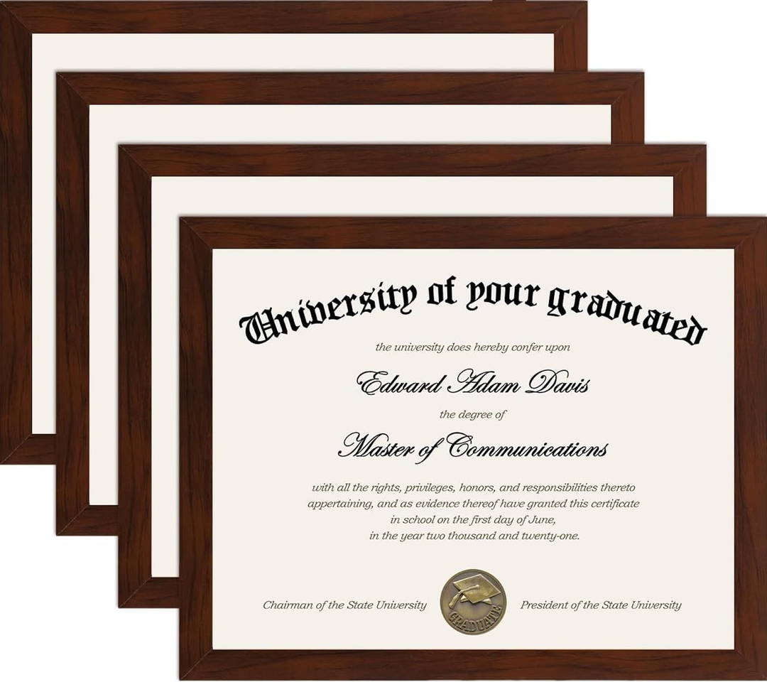 upsimples Certificate Frame, 8.5 by 11 Glass Diploma Frames, 4 Pcs Mahogany
Displays 8.5x11 Document and Degree, Graduation Gift for Wall or Tabletop Decor, High-definition Glass