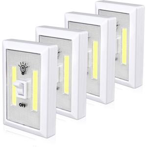 Closet Light, Battery Operated Tap Light, Super Bright Switch light, Stick On Light Wall Mount Under Cabinet Lighting, Push Night Light for Cupboard, Shed, Basements(4 Pack)