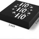 Funny Christmas Wooden Box Sign Plaque Ho Ho Ho Snowflake Black Wood Box Sign Rustic Art Home Shelf Desk Decor 5 x 5 x 1 Inches