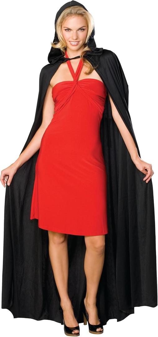Rubie's Costume Co Full Length Hooded Cape Role Play Costume (Black)