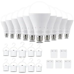 DEBAOBULB 10 Pack Rechargeable Emergency Light Bulbs, Battery Powered LED Light Bulb 6000K Daylight E26 120 Volt 9W 60W Equivalent with 1200mAh for Home Power Outage Camping Hurricane