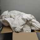 Ubauba Goose Feather Down Fiber Comforter Queen Size - All Season White Fluffy Duvet Insert - 750+ Fill Power Luxurious Hotel Bedding Comforter - Soft 100% Cotton Cover, Medium Warmth (90x90 Inch)