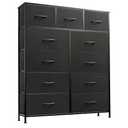 WLIVE Tall Dresser for Bedroom, Fabric Dressers Storage Tower, Dresser & Chest of Drawers Organizer Unit with 11 Drawers, Storage Cabinet, Hallway, Closets, Steel Frame, Wood Top