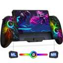 Gammeefy JC200 Switch Controller - Hall Effect One-Piece Wireless Switch Joypad (No Drift, No Deadzone) with 9 Color Lights for Nintendo Switch/Switch OLED (6.2"/7", Lightning Pattern)