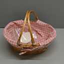 Leinuosen Easter Basket Wicker Picnic Basket with Wooden Egg Cutout Woven Candy Storage Gift Wine Baskets with Handle for Easter Egg Gathering Outdoor Camping Wedding Birthday Party Supplies(Pink)