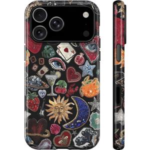Generic Case for iPhone 17 Pro Case, Dual-Layer Hard Shell+Silicone Cover-Shockproof Protective Phone Case with Stylish Designs for Women- Moon and Stars Vintage