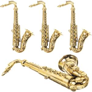 4 Pcs Big Saxophone Mold Gold Decor Mini Saxophone Kids Toy Instruments Model for DIY Crafting DIY Crafts Models Music Trumpet Child Decorate Plastic (12.x8.5cm)