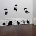 PLIGREAT 22 Pcs Cute 3D Mouse Holes Wall Stickers Removable Wall Decals for Kitchen Nursery Bedroom Livinig Room Playroom Door Cabinet Decor Wall Corner Decoration Home Indoor DIY Wall Art Decor