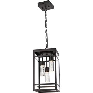 Outdoor LED Pendant Light Fixtures for Porch,3 Lights 5CCT Large Hanging Pendant Lantern,Oil Rubbed Bronze LED Integrated Bulbs Modern Outdoor Pendant Lights,Exterior Chandelier for Patio,Foyer