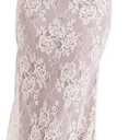Women Vintage Cream Lace Maxi Dress Romantic Long Sleeves Lace Bodycon Dress (Medium, White)