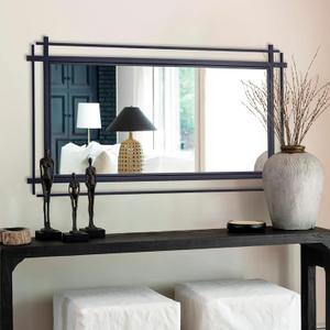 Large Living Room Mirror, 47'' x 24'' Black Wall Mirror for Home Decor, Modern Accent Mirror with Metal Frame for Entryway, Dining Room, Bedroom, Bathroom