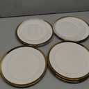 8 Inch Gold - Trimmed White Ceramic Appetizer & Dessert Plates Set of 6 with Glass - like Finish | Ideal for Bread, Salad, Snack & Finger Food