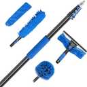 Vaughan 5 Piece Home Cleaning Kit with 24 Foot Telescoping Extension Pole, Window Squeegee and Washer, High Ceiling Fan Duster, Cobweb Duster 050231ECE