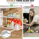 2-Pack Under Sink Storage Organizer with 2-Tier Slide Out Drawer, Sophisticated Mesh Pull Out Shelf for Kitchen & Bathroom, Fits Small Items, Upgraded Arched Track for Smooth Gliding(Patented)