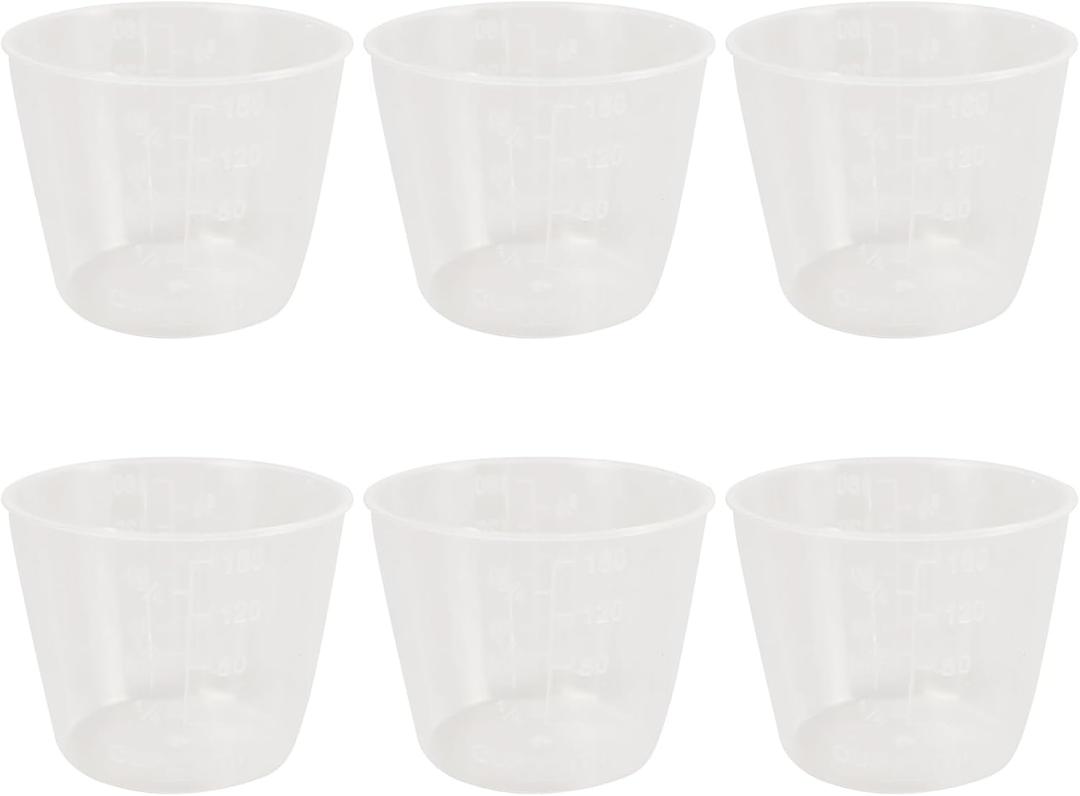 6 Pack Clear Plastic Rice Measuring Cups 160ml, Double Scale Rice Cooker Cups for Dry Ingredients, Laundry Use, and Kitchen Cooking Supplies