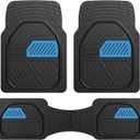 Coverado Automotive Floor Mats, Heavy Duty Rubber Car Floor Mats, Deep Dish All-Weather Floor Mats for Cars, Anti-Slip Trim to Fit Waterproof Car Floor Mat Universal Fit for Most Cars, Black&Blue