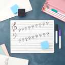 Bright Creations 12-Pack Classroom Music Staff Dry Erase Boards - 9 x 12 Inch Double-Sided Lapboards & Graph Whiteboard - Music Teaching Aids with Erasers