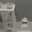 Set of 2 Large Farmhouse Wooden Metal Lanterns, Rustic Decorative Floor Candle Lanterns, Whitewash Distressed Hanging Lanterns for Home Decor (No Glass)