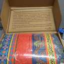 Exclusivo Mezcla Reversible Boho Quilts King Size, Blue Bedspreads Lightweight Coverlet All Season Bohemian Quilt Bedding Set with Printed Floral Pattern (1 Quilt, 2 Pillow Shams)