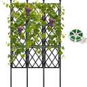 5.25FT Garden Trellis Support Fence,Metal Wall Lattice Climbing Frame for Climbing Plants Outdoor, Black Iron Pipe Fence for Potted Plants Indoor for Ivy Vines Vegetable Flower, Patio, Lawn, Yard