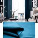Window Curtain Blackout | Polyester Solid Dark Blue Square Textured Set of 2 Thermal Insulated Panels Grommet Top for Living Room, Rod Pocket, 42x52 inch