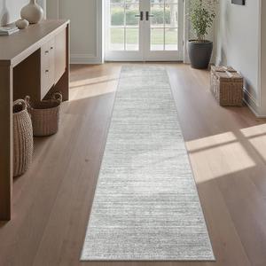 Valenrug Washable Rugs 2x12 - Stain Resistant 2x12 Area Rugs for Living Room, Non Slip Backing Large Area Rugs for Bedroom, Folable Machine Washable Area Rug (2'x12', Grey)
