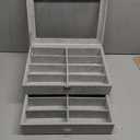 AUTOARK 16-Slot Sunglass & Eyeglasses Organizer Box,2-Layer Velvet Drawer with Clear Glass Top,Soft Ice Velvet Lining for Large Glasses,Closet Desktop Storage Holder,Gift for Men Women,Grey,MKAW233