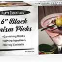 Party Essentials Stylish Skewers Appetizer Martini Cocktail Keeps Ingredients Pinned Together, 6" Prism Picks, Black, 500-Count