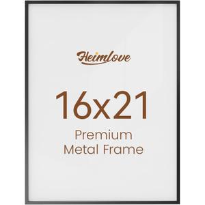16x21 Metal Picture Frame,Black Aluminum Wall Gallery Poster Puzzles Artwork frames-Real Tempered Glass,Mounting Horizontally or Vertically Decor for Wall-1Pack