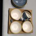 SHUER Ceramic Cappuccino Cup Set of 4, 11.2 OZ Cups and Saucers Set,Coffee Mocha Cup Sets,Black Coffee Cups and Glaze Americano Mug Great for Party and Low Tea Time (Blue 320ml)