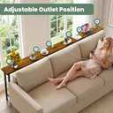GRLEAF 102" Sofa Table with Built-in Power Strip (4 AC Outlets & 4 USB Ports) 4.9ft Power Cord, Metal Frame, Easy Assembly, Long Couch Table Behind Sofa, Living Room and Home Office | Rustic Brown