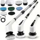 Electric Spin Scrubber,Cordless Cleaning Brush,Shower Cleaning Brush with 8 Replaceable Brush Heads, Power Scrubber 5 Adjustable Speeds for Floor Bathroom Shower Bathtub Glass Car